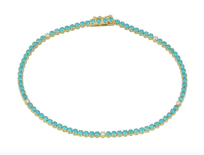 Turquoise Wrist Tennis with accenting Diamonds
