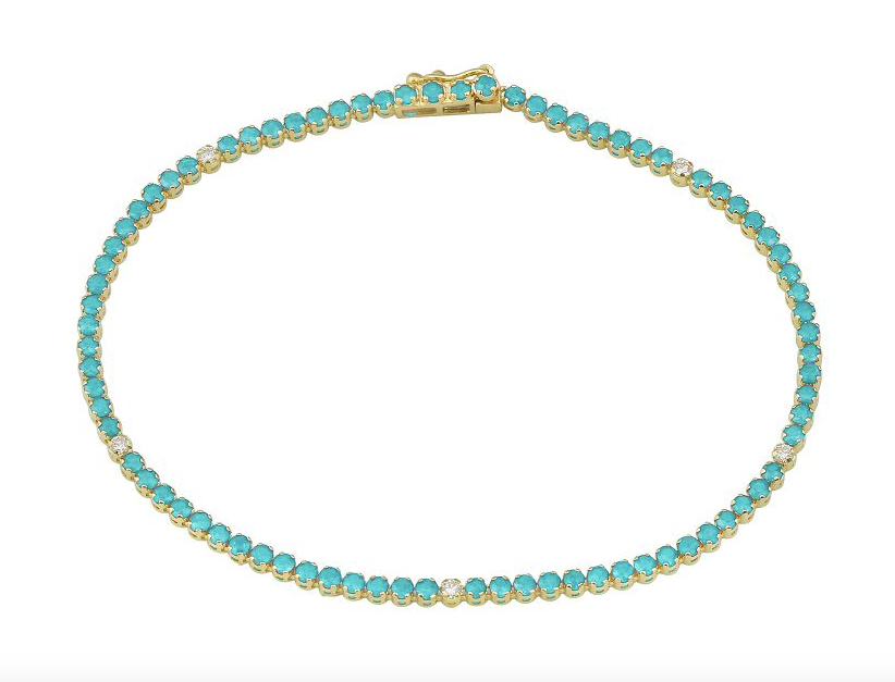 Turquoise Tennis Bracelet with accenting Diamonds