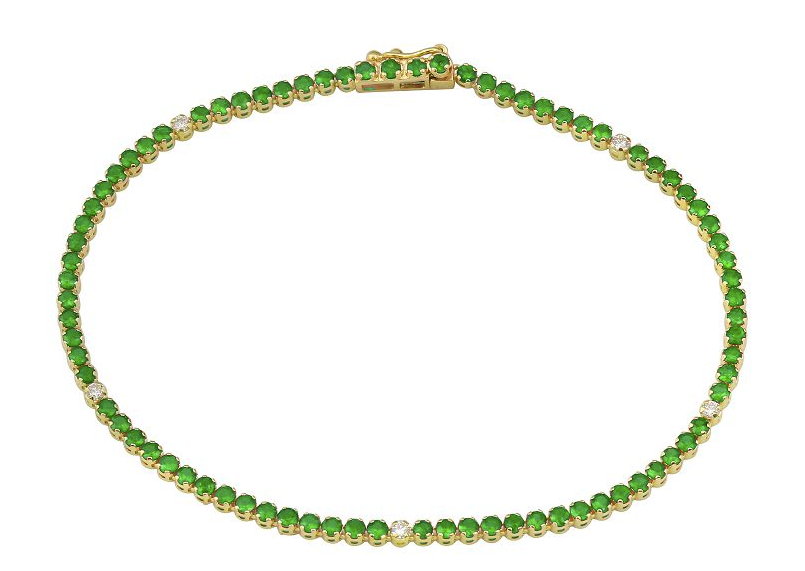 Tzavorite Tennis Bracelet with accenting Diamonds