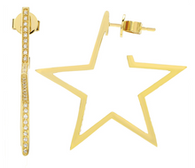 Load image into Gallery viewer, Star Shape Diamond Hoops