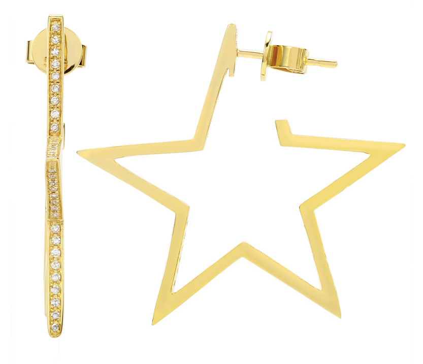 Star Shape Diamond Hoops