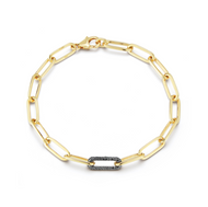 Paperclip Bracelet with Black Diamond LInk