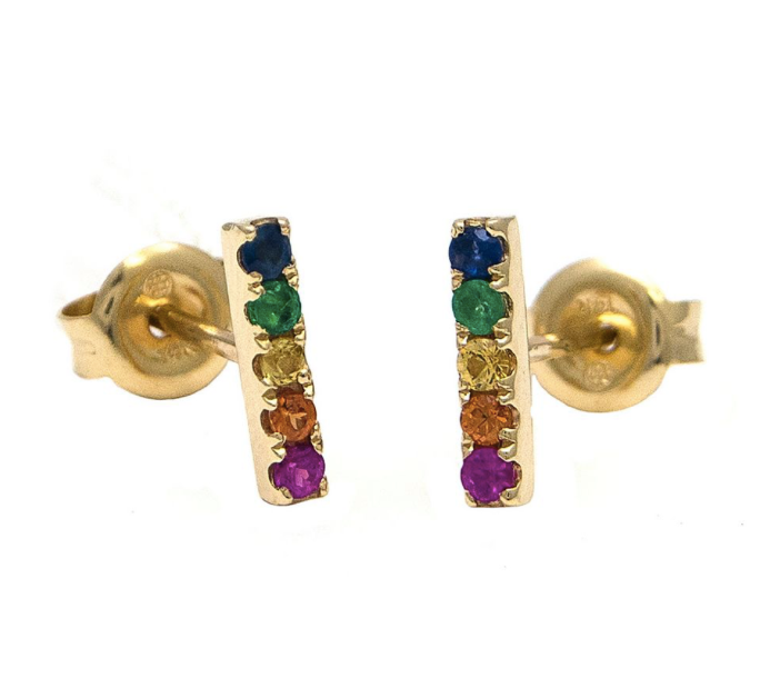 8mm Rainbow Bar Earring