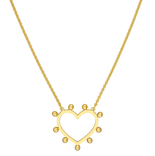 9 Bead Open Heart Necklace