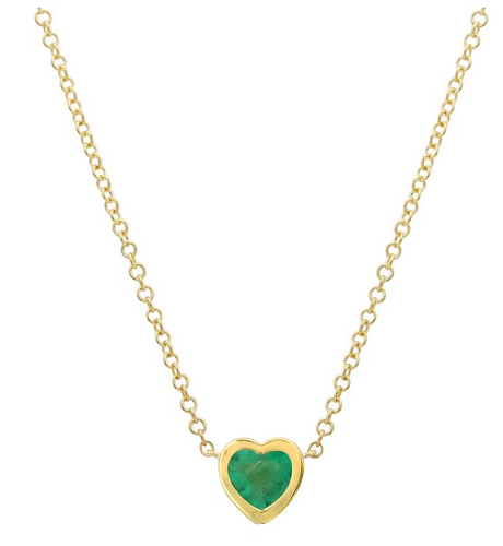 Emerald Heart Bezel Set Necklace