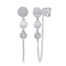 Load image into Gallery viewer, Pave Disc Drop Chain Earrings