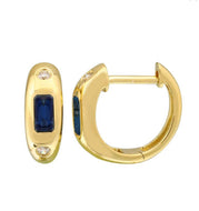 Emerald Shapes Sapphire and Diamond Huggies