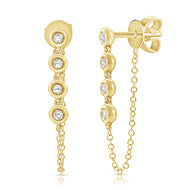 Bezel Diamond Chain Earrings
