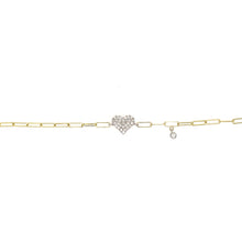 Load image into Gallery viewer, Diamond Heart Paperclip Bracelet