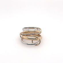 Load image into Gallery viewer, Stacked two tone ring with diamond band
