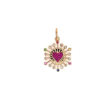 Load image into Gallery viewer, Pink Sapphire and Rainbow Spray Charm