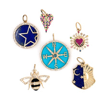 Load image into Gallery viewer, Pink Sapphire and Rainbow Spray Charm