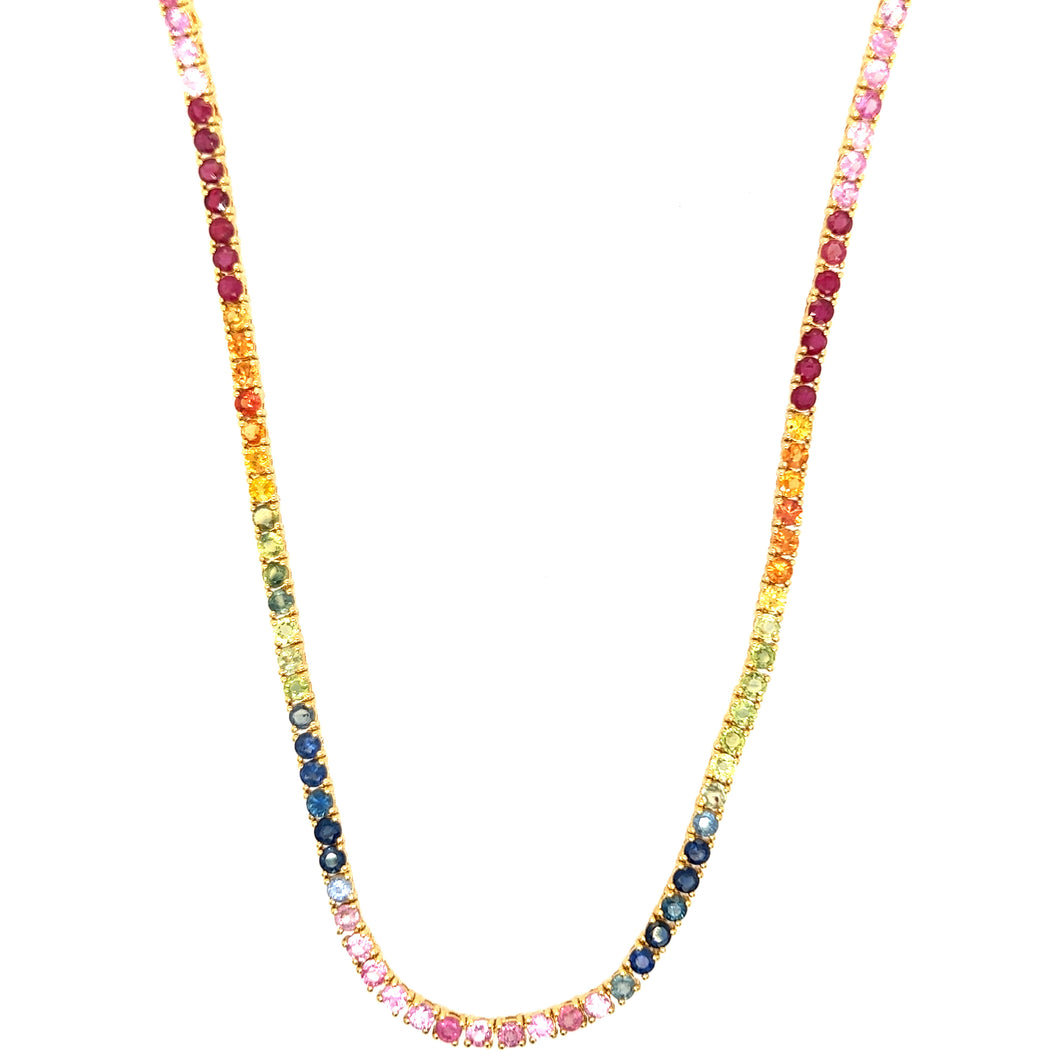 Rainbow Sapphire Tennis Necklace