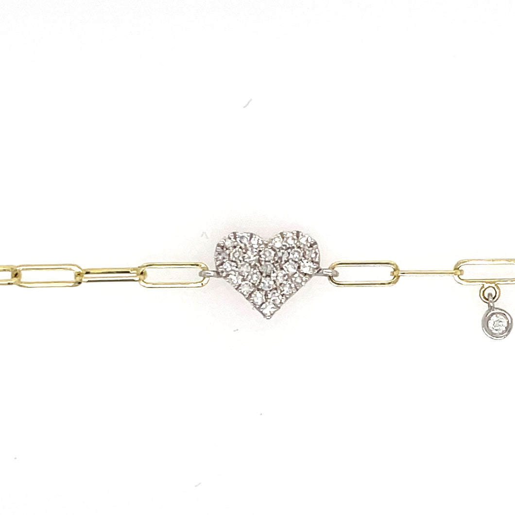 Diamond Heart Paperclip Bracelet