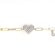 Diamond Heart Paperclip Bracelet