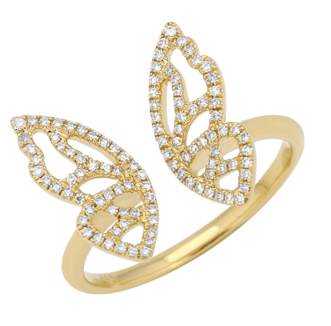Diamond Butterfly Open Ring