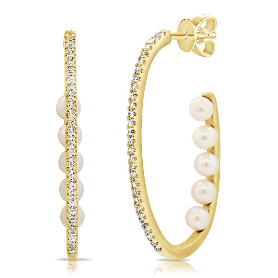 Pearl and Diamond Hoops