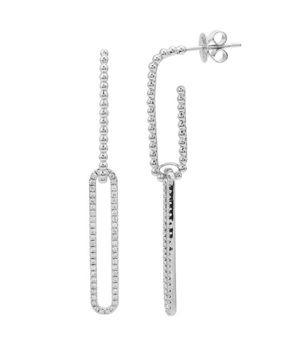 Beaded Diamond Paperclip Earrings