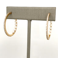 Pearl And Diamond Hoop Earrings