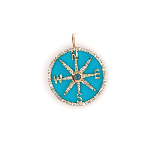 Turquoise Compass Rose Charm